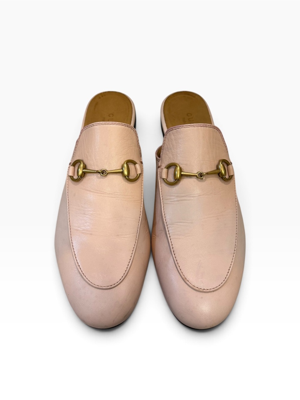 Gucci Princetown Blush Pink Leather Horsebit Mules Size 38 COA